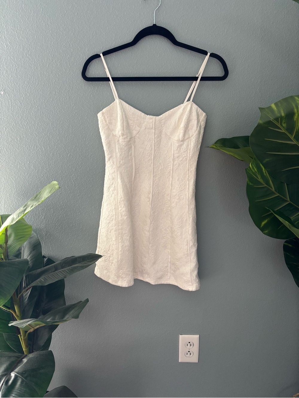 Lulu's Ivory Lace Spaghetti Strap Slip Dress